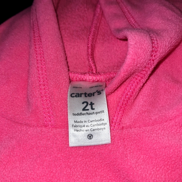Girl's Carter's pink hoodie Sz 2T - Picture 3 of 3